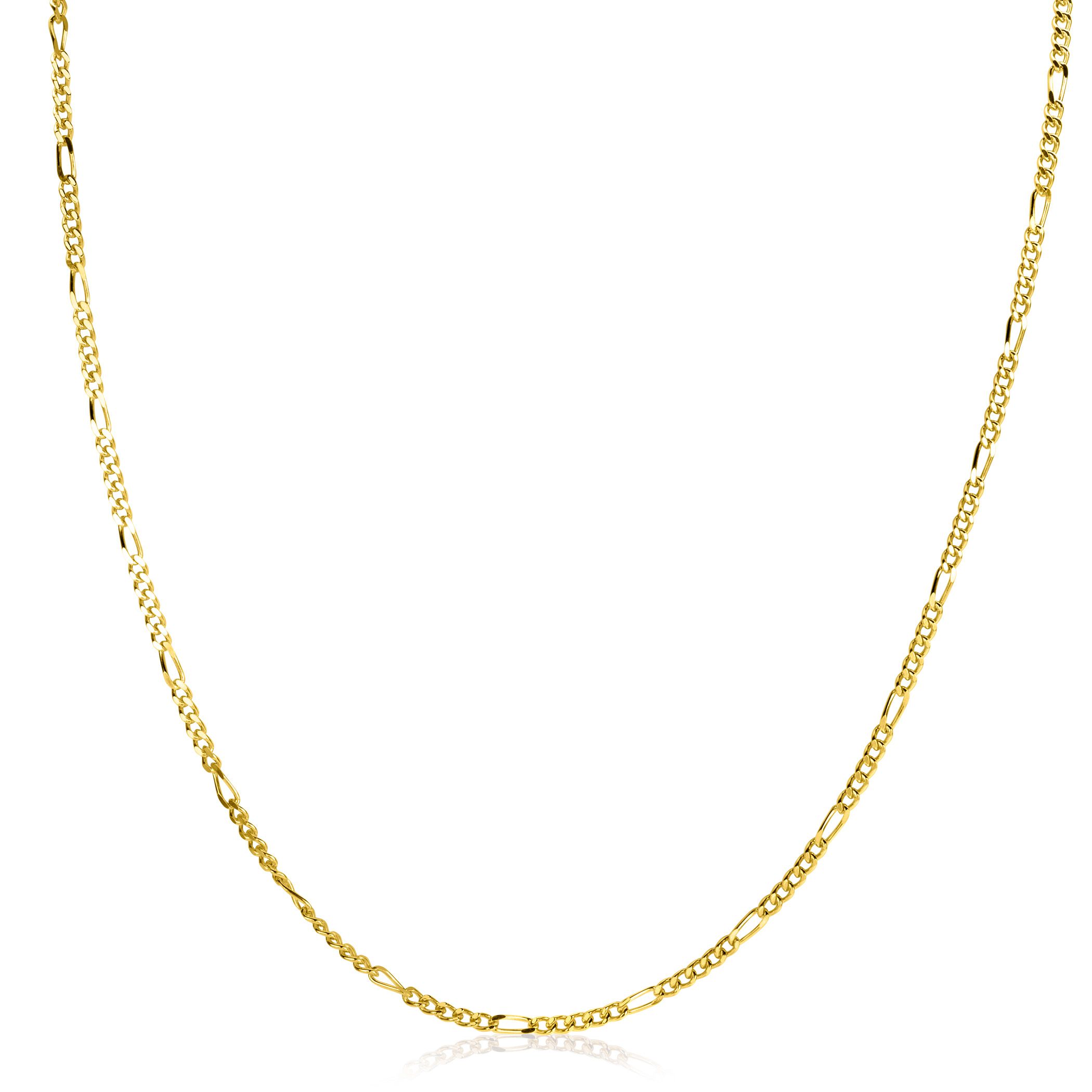45cm ZINZI gold plated zilveren figaro ketting ZILC-F45G