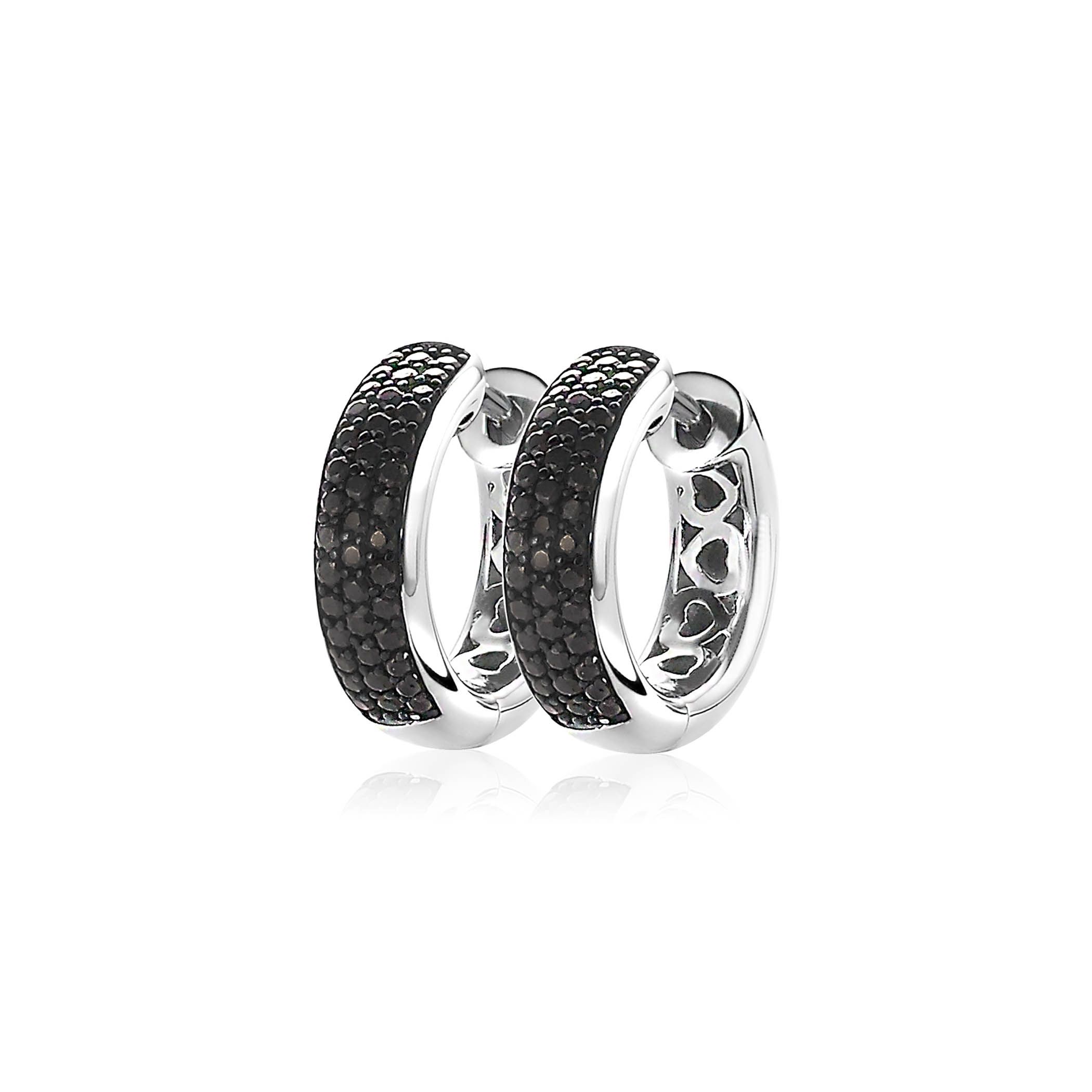 ZINZI zilveren creolen 17 x 5mm zwart ZIO1183Z