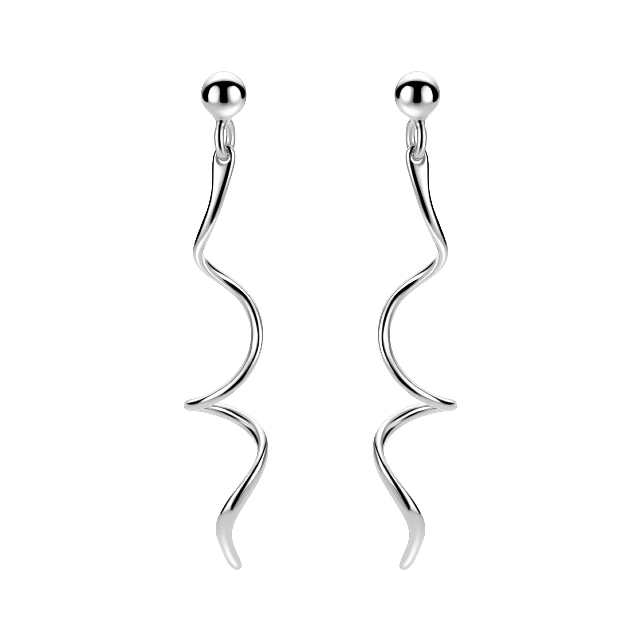 47mm ZINZI zilveren oorstekers met een speels golvend design ZIO2776