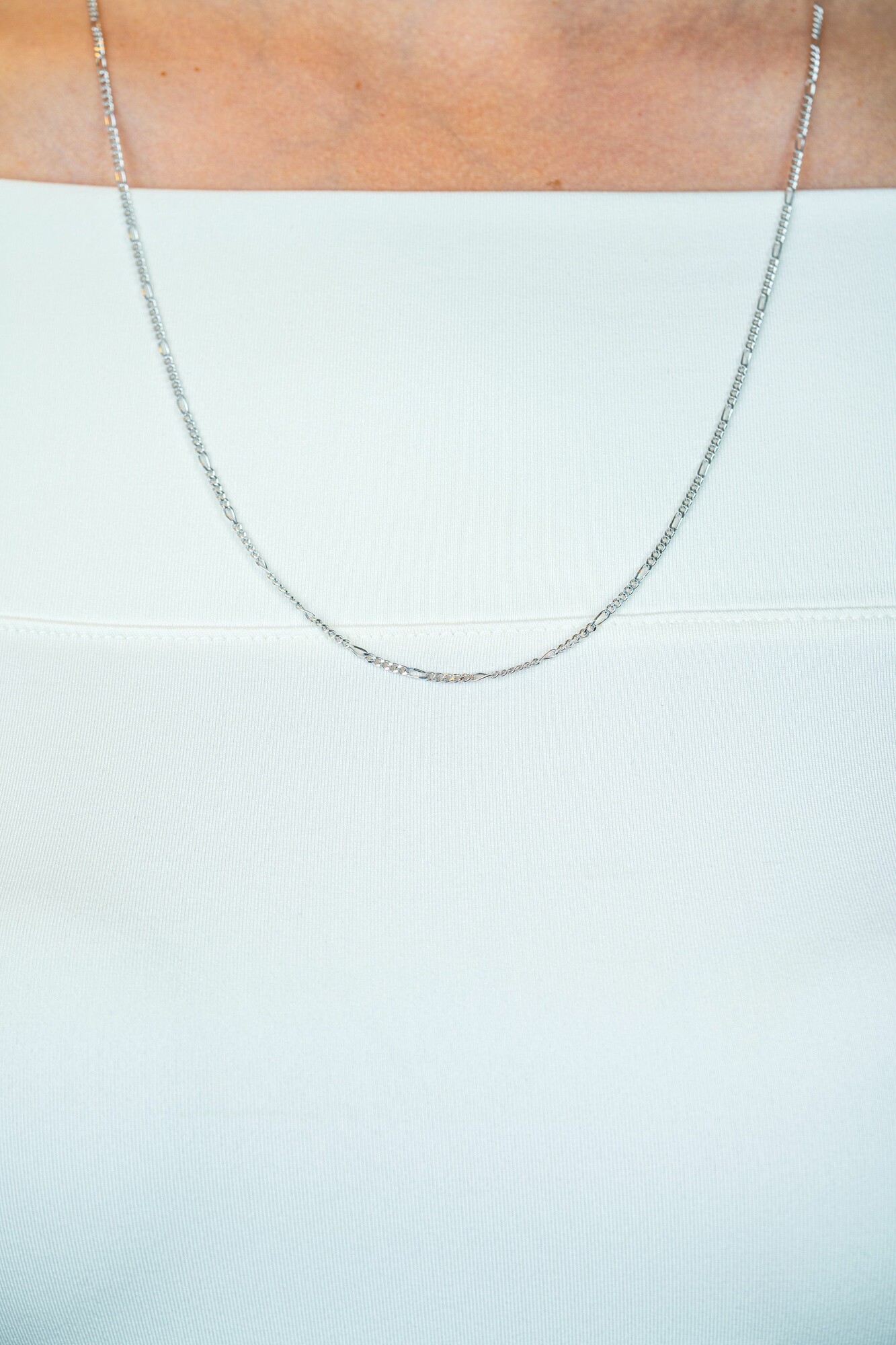 45cm ZINZI zilveren figaro ketting ZILC-F45