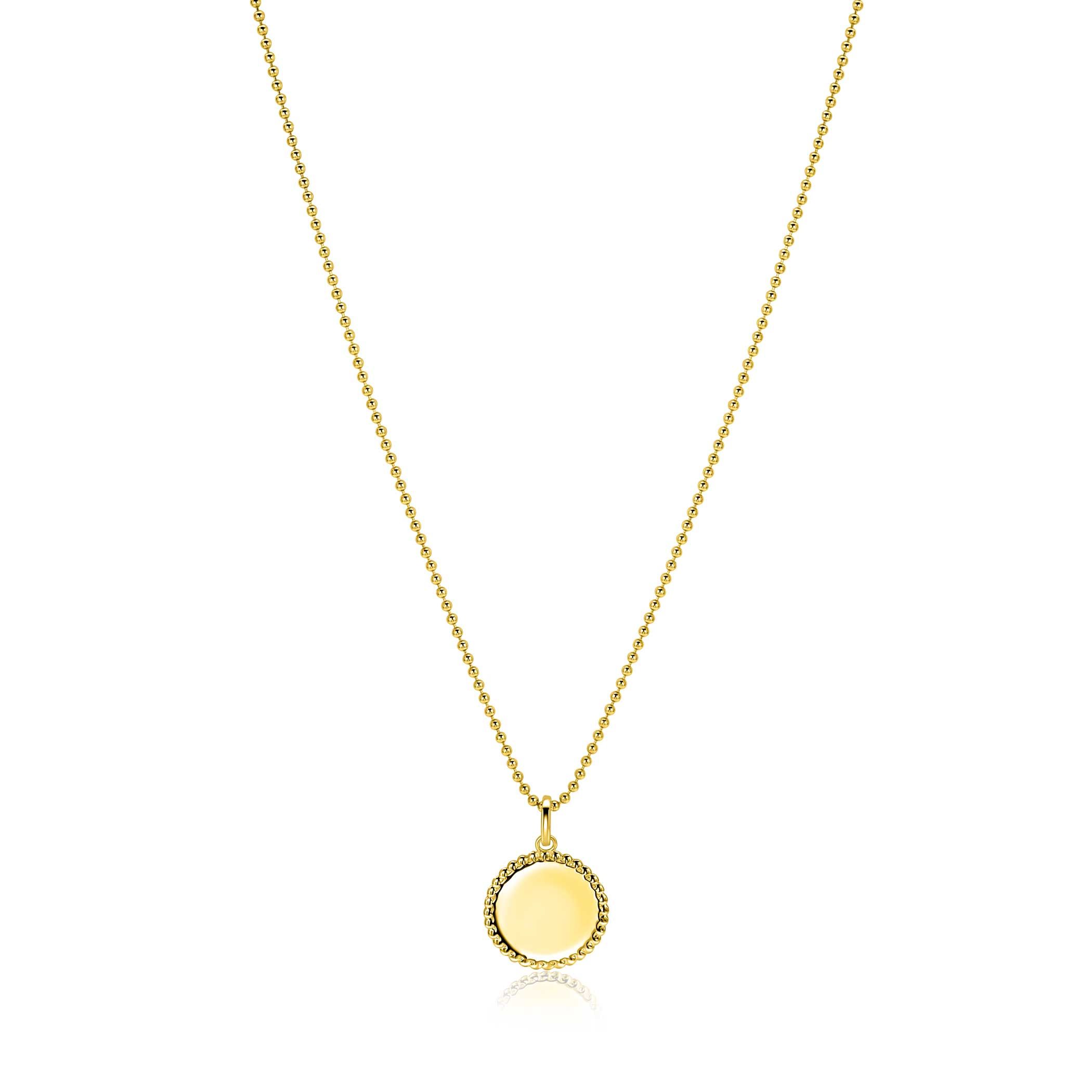 13.5 mm ZINZI gold plated zilveren coin hanger met parelrand voor gravure ZIH2651G (zonder collier)