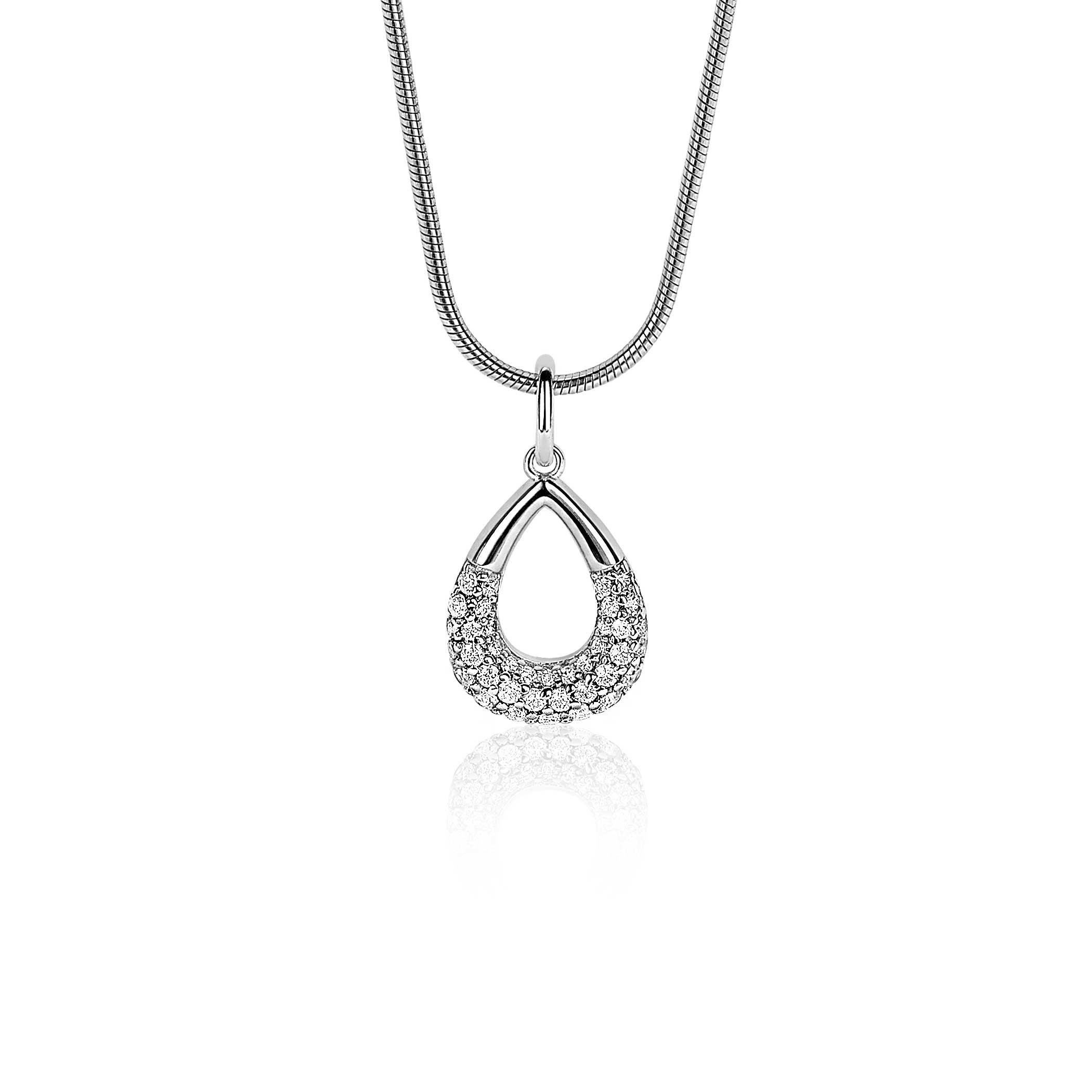 ZINZI zilveren hanger druppel wit ZIH1756 (zonder collier)