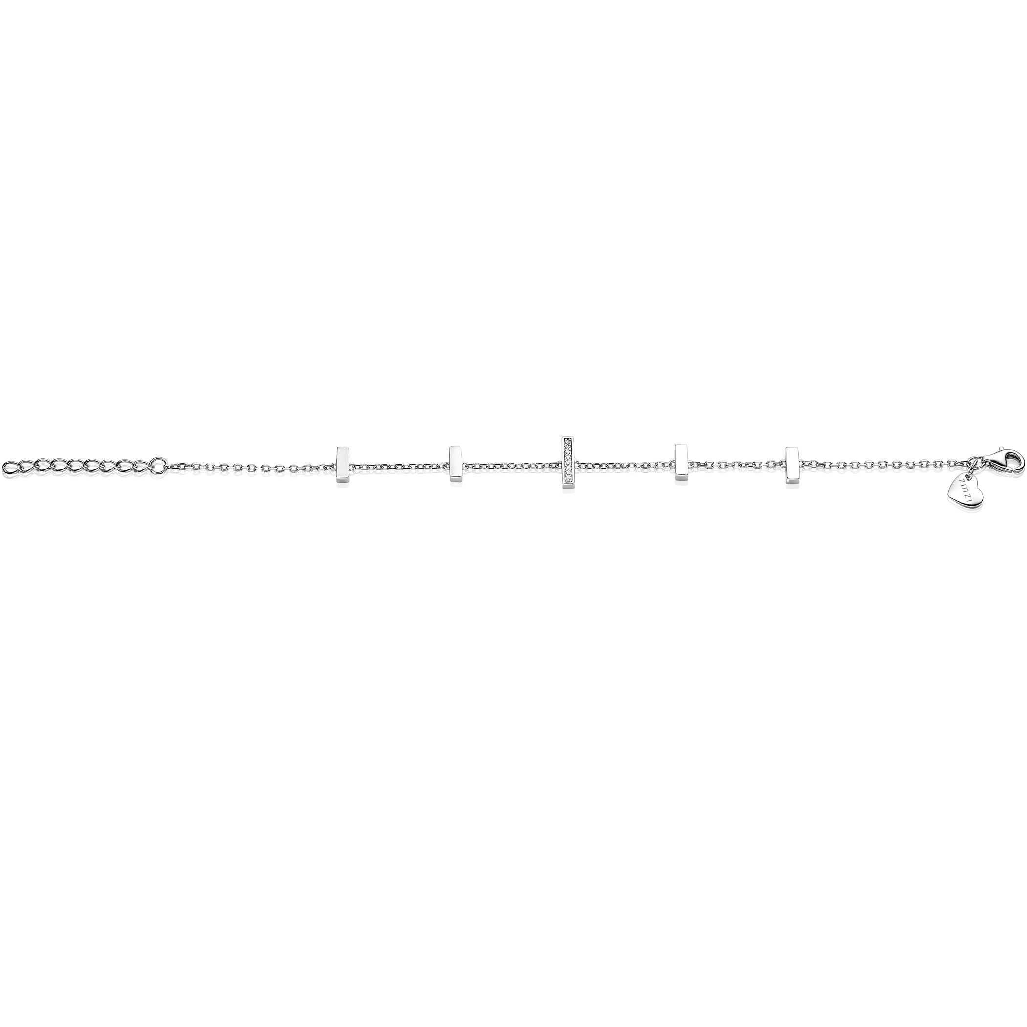 ZINZI zilveren armband staafjes wit ZIA1762