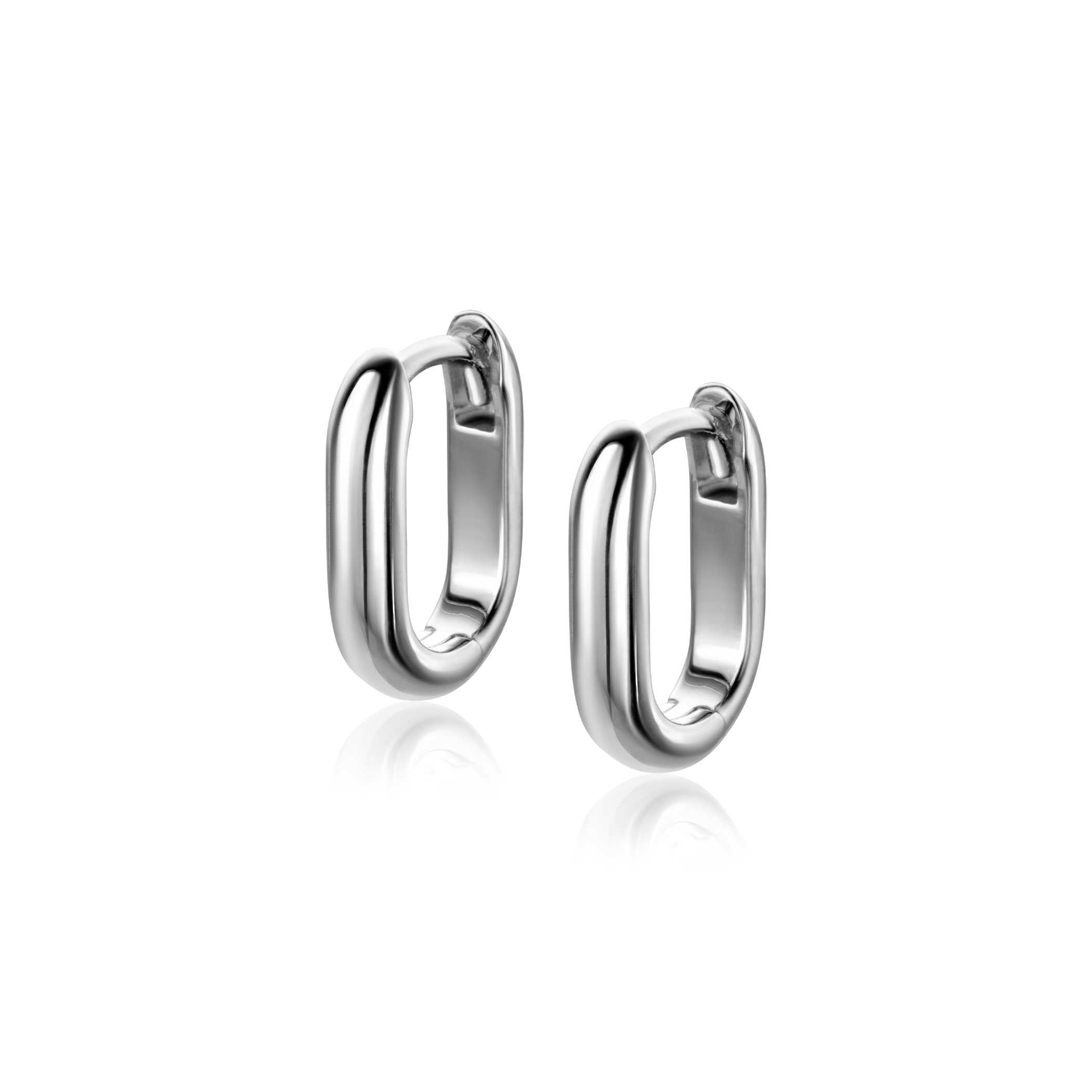 14,5mm ZINZI zilveren oorringen in ovale vorm met ronde buis 3mm breed ZIO2603