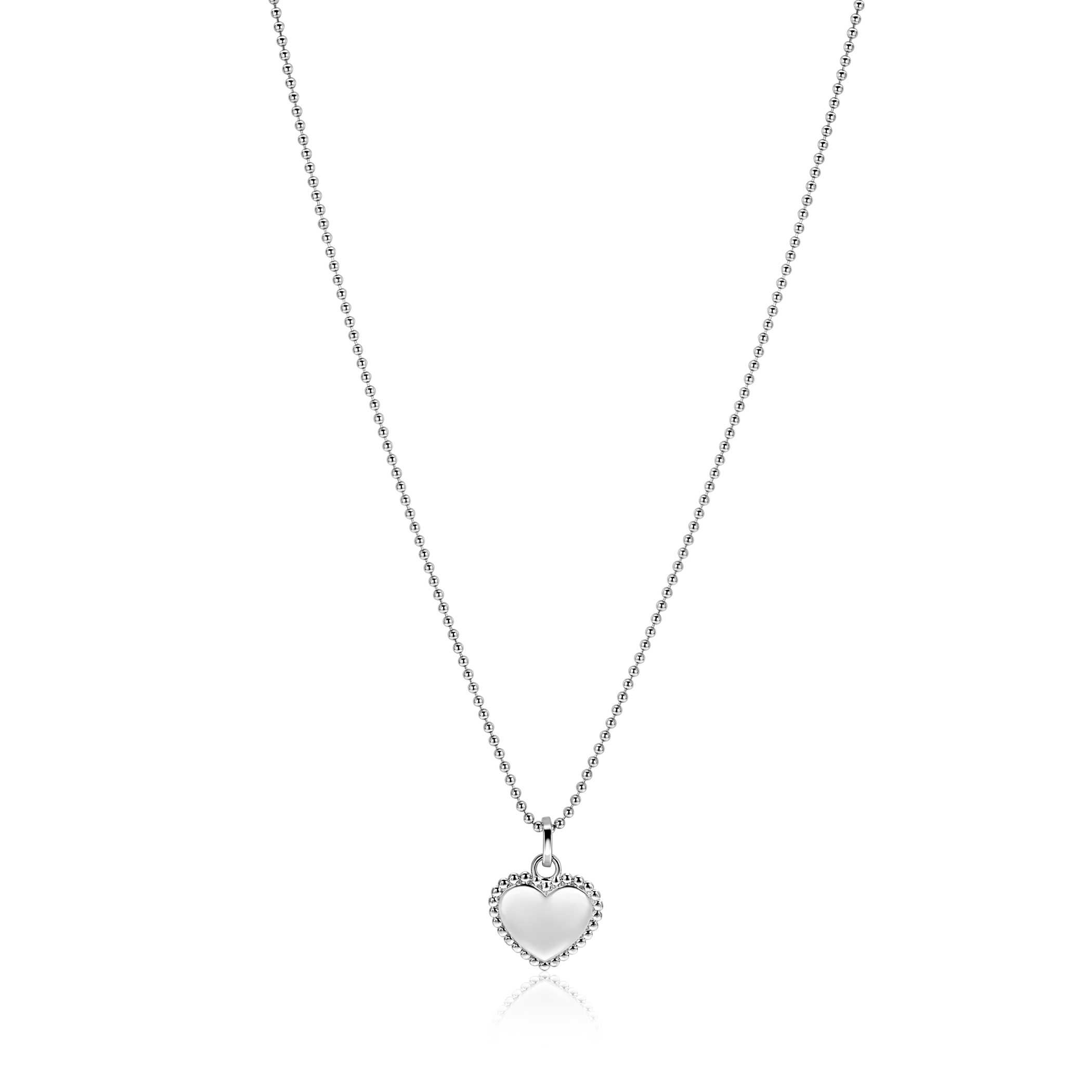 18mm ZINZI zilveren hanger hart met parelrand voor gravure ZIH2652 (zonder collier)