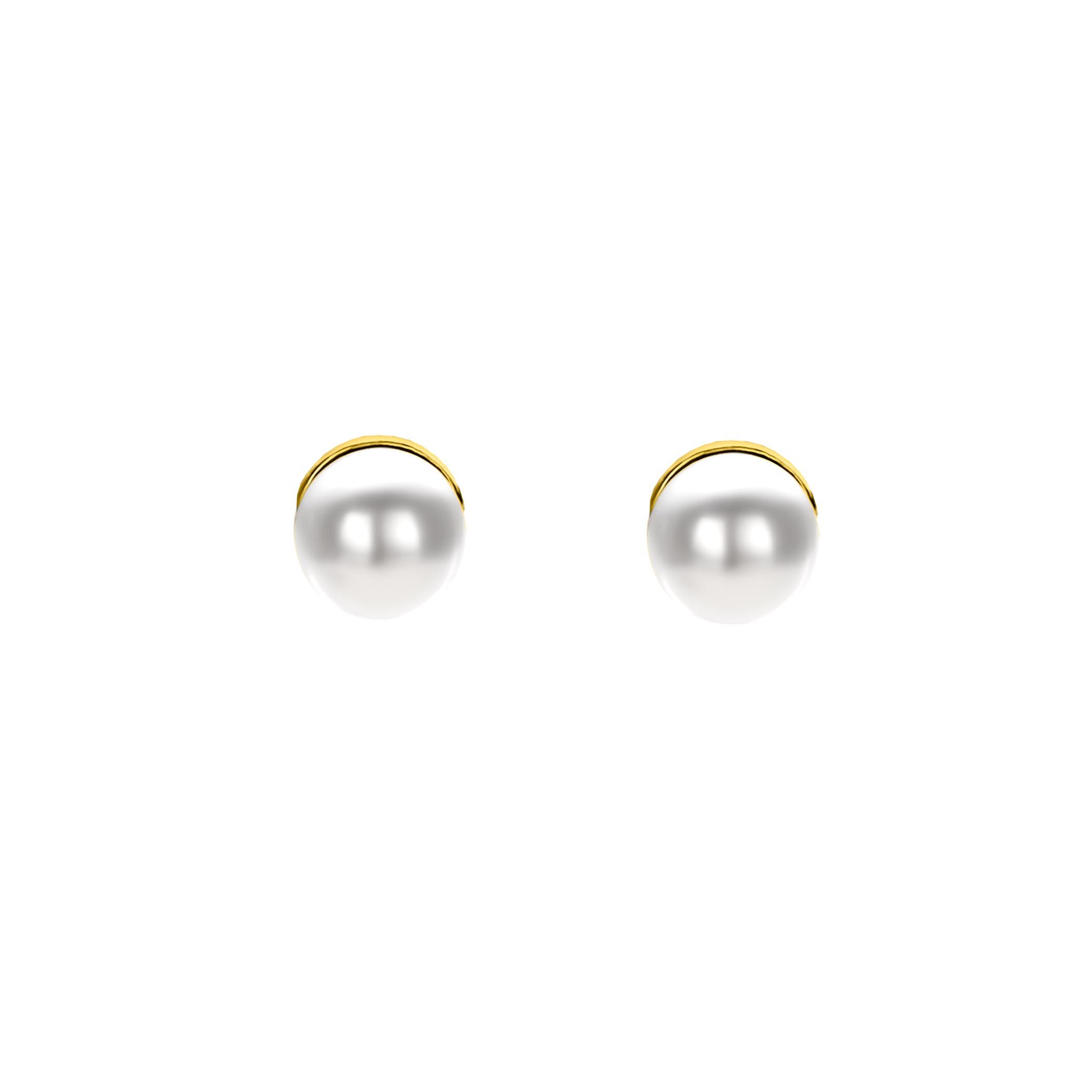 4mm ZINZI gold plated zilveren oorknoppen wit parel ZIO1318Y