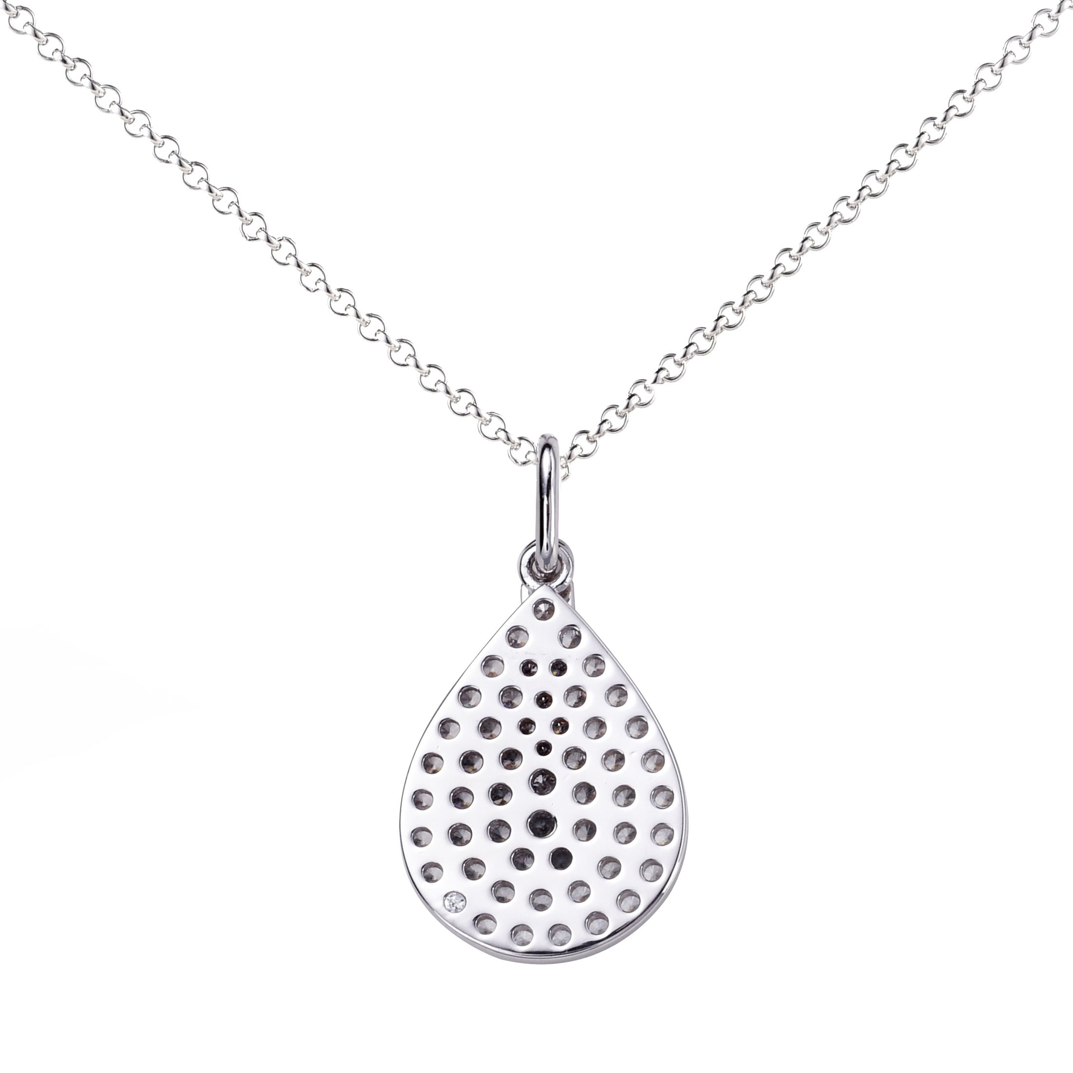 ZINZI zilveren ketting 45cm met hanger 14mm druppel staafje wit ZIC1573