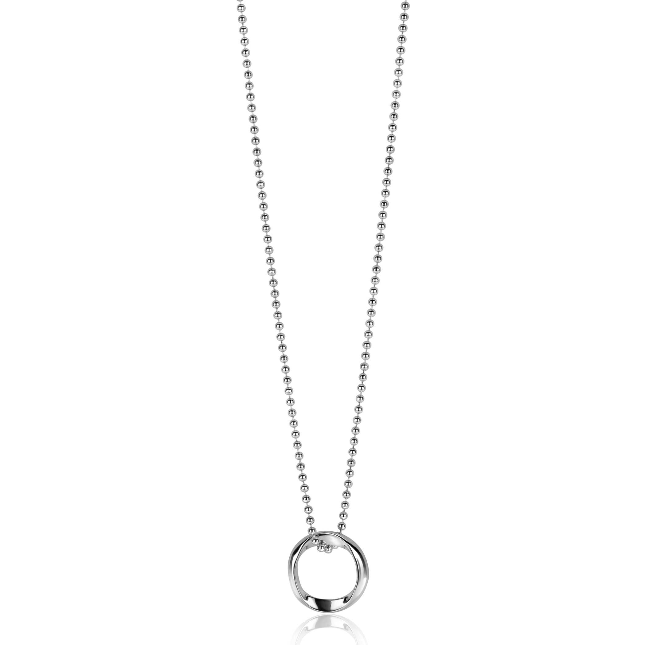 ZINZI zilveren bolletjes ketting met gladde hanger in ronde organische vorm 45-48cm ZIC2611