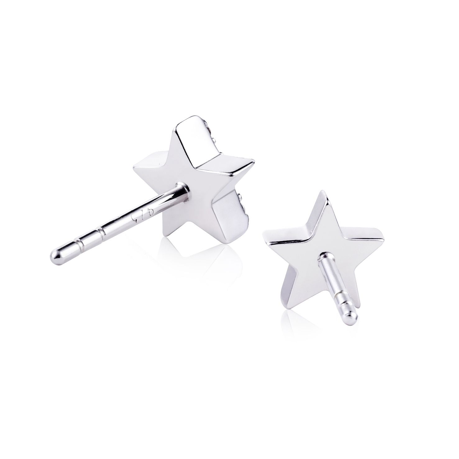ZINZI zilveren oorknoppen ster wit 7mm ZIO1377Z