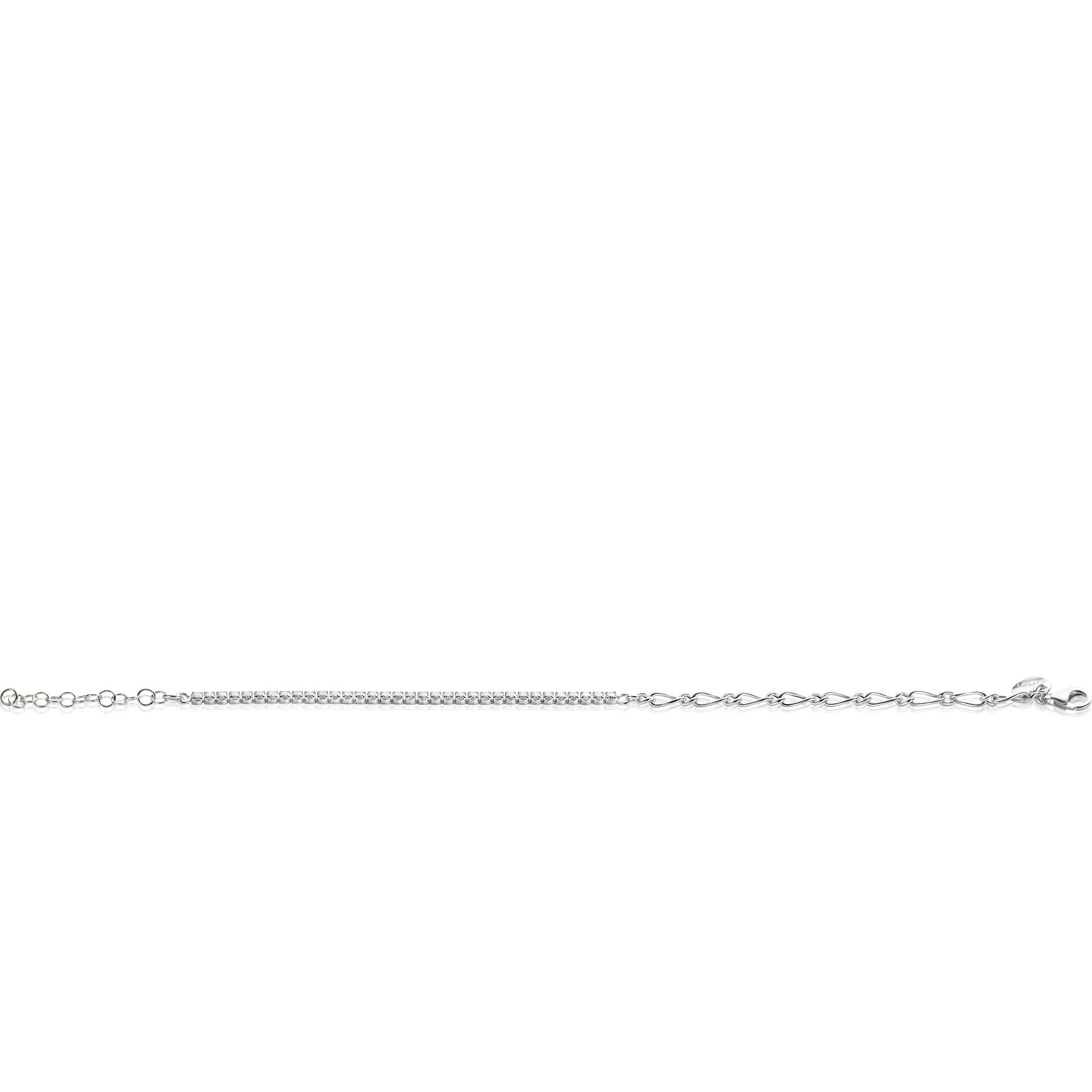 ZINZI zilveren fantasie schakel armband (2,3mm breed) waarbij de ene helft bezet is met witte zirconia's 17-20cm ZIA2460