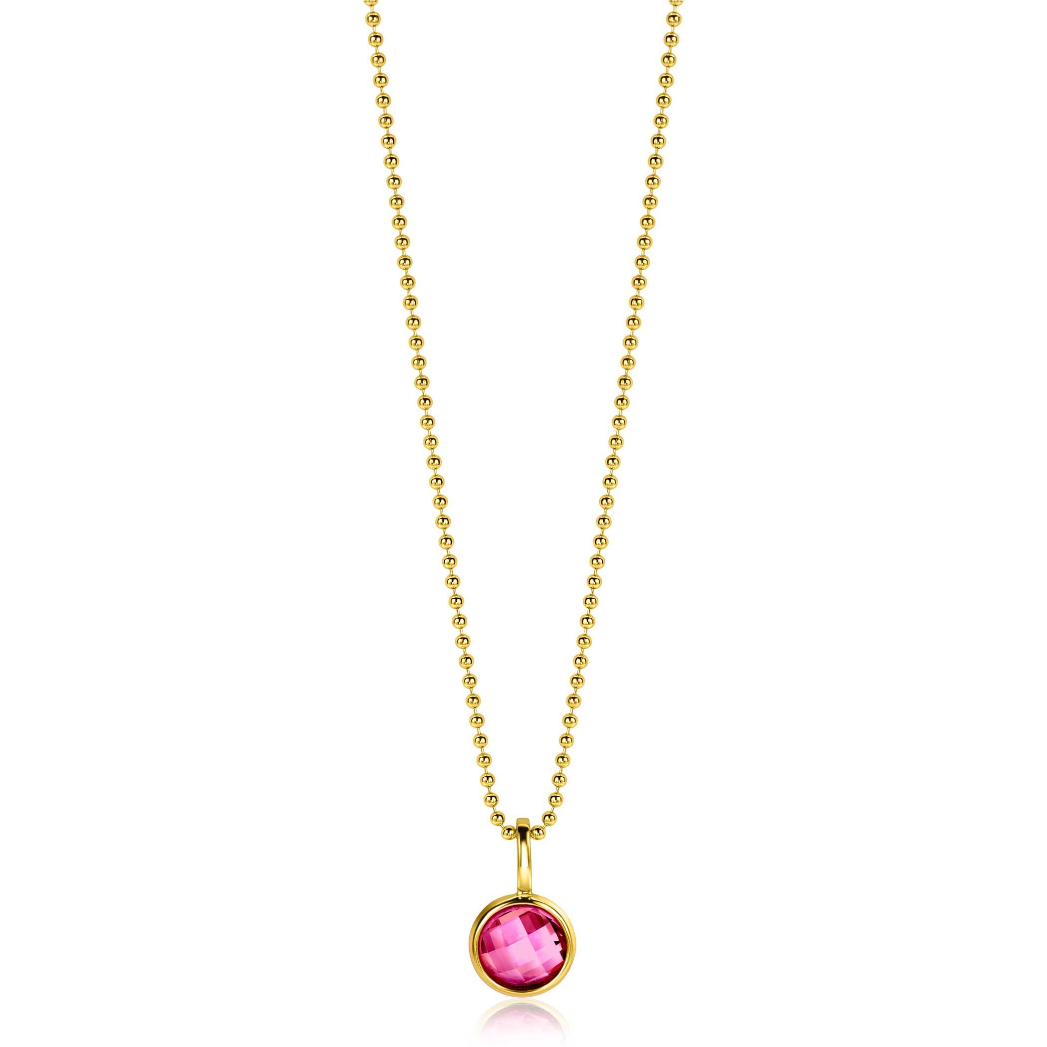 JULI hanger 8mm gold plated geboortesteen rood robijn zirconia (zonder collier)