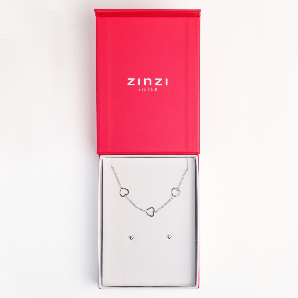Cadeauset 'heart'. Zilveren armband met hartjes ZIA1188 + kleine zilveren hart oorknoppen ZIO2365. Cadeauset1