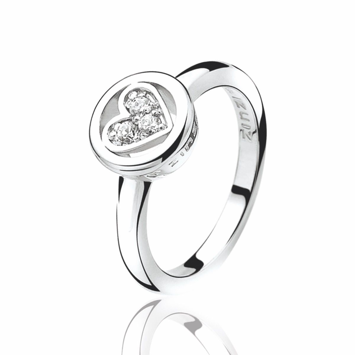 ZINZI zilveren ring hart wit LOVER3