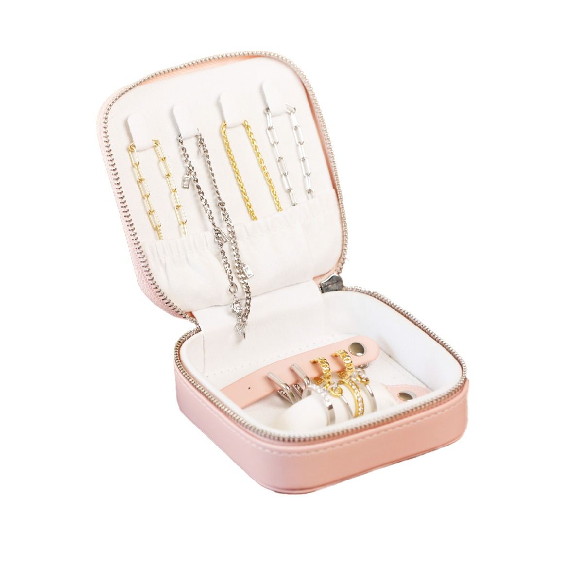Luxe roze ZINZI sieradendoosje voor op reis