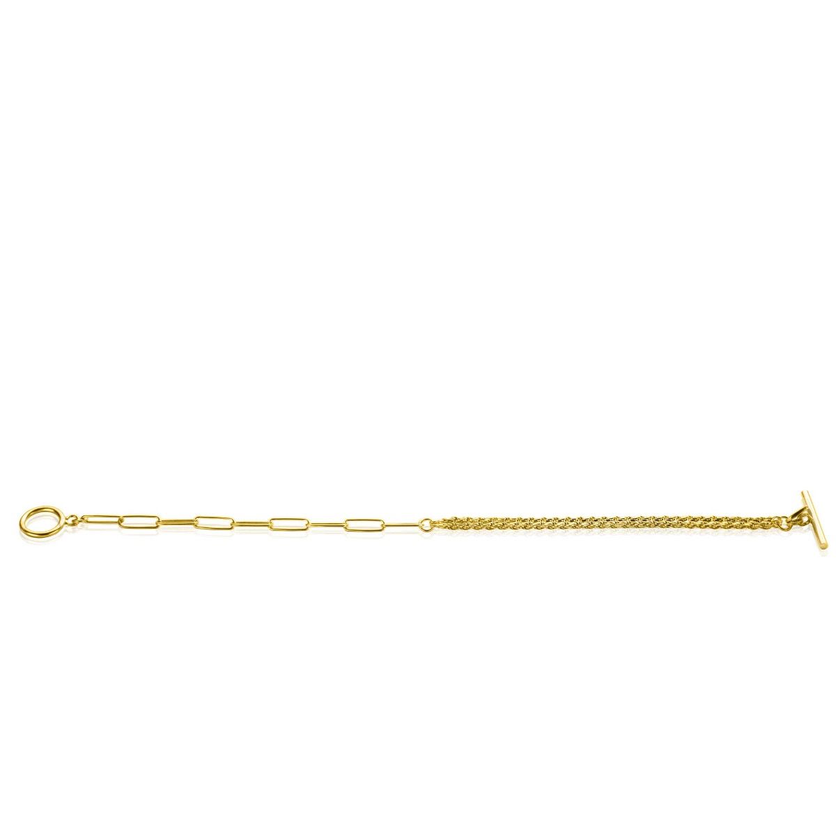 ZINZI gold plated zilveren multi-look armband met twee trendy schakels en kapittel-sluiting ZIA2380
