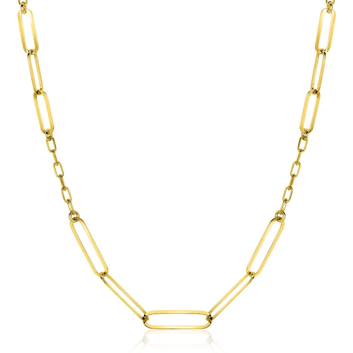 ZINZI gold plated zilveren ketting met verschillende paperclip schakels 40-45cm ZIC2361