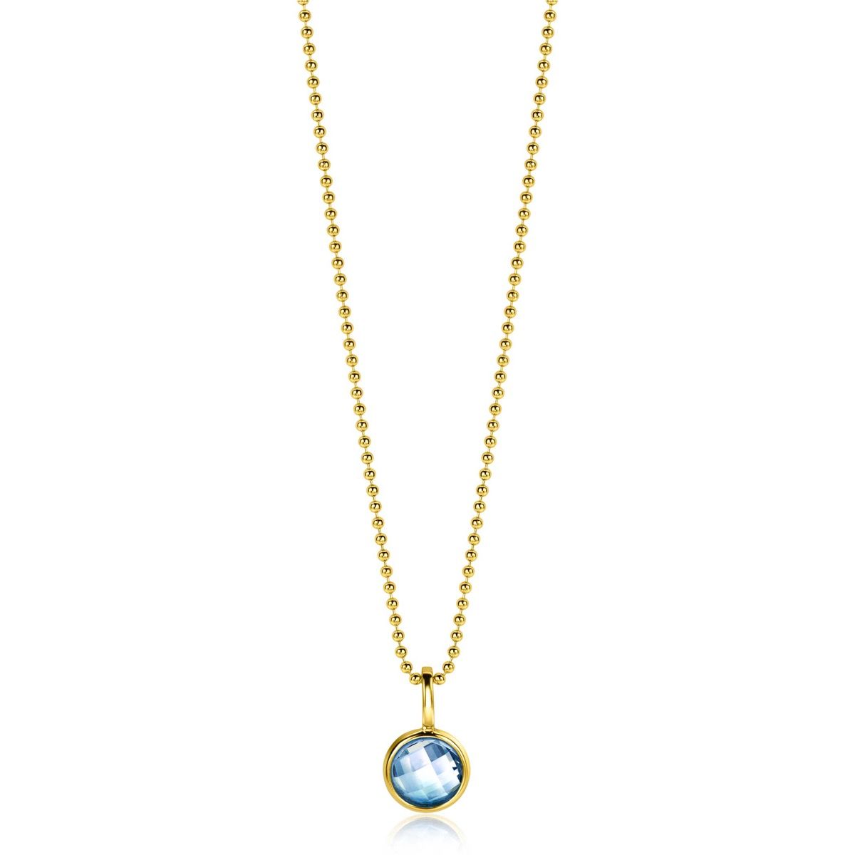 DECEMBER hanger 8mm gold plated geboortesteen blauw topaas zirconia (zonder collier)