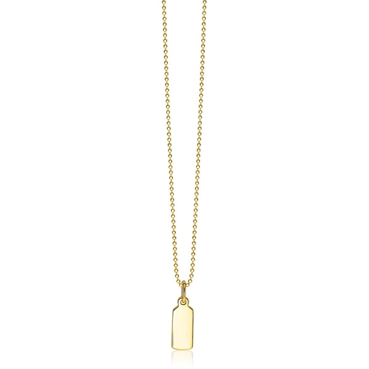 ZINZI zilveren hanger geel verguld glad rechthoek ZIH2344G (zonder collier)