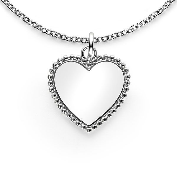 21mm ZINZI zilveren hanger hart met parelrand voor gravure ZIH2653 (zonder collier)