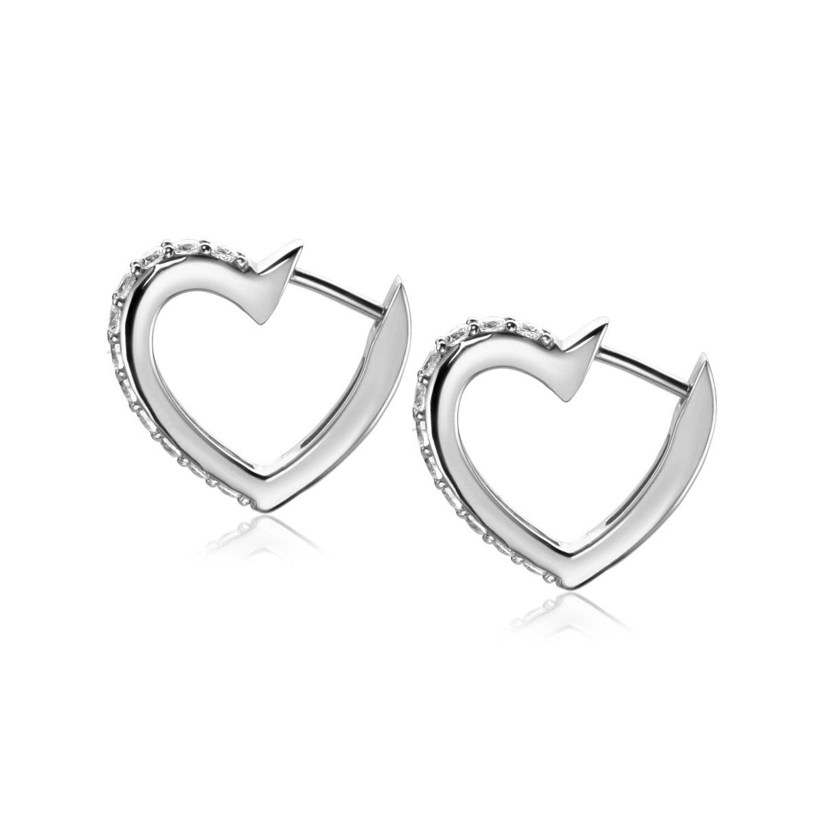 ZINZI zilveren oorringen 17mm hartvorm met witte zirconia's ZIO2195Z