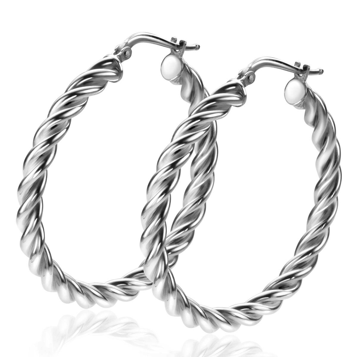 ZINZI zilveren wokkel oorringen met gedraaide buis 37x4mm ZIO2282