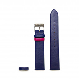 Zinzi Retro leren horlogeband blauw zilvergekleurde stalen sluiting 18mm RETBAND7

