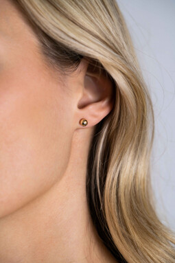 4mm ZINZI Gold 14 krt gouden glanzende bol oorknoppen 5mm ZGO395