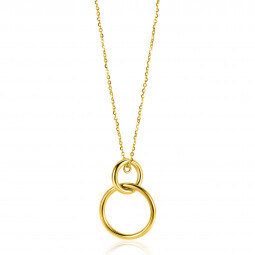 ZINZI Gold 14 krt gouden anker ketting 42-45cm met trendy hanger (26mm) met verbonden open ronde vormen ZGC446
