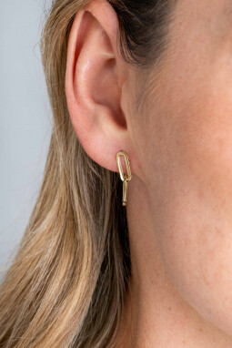 25mm ZINZI Gold 14 krt gouden oorstekers met twee trendy paperclip-schakels 25mm ZGO360