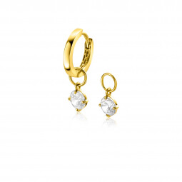 ZINZI Gold 14 krt gouden oorbedels bezet met witte zirconia 6mm in chatonzetting ZGCH423