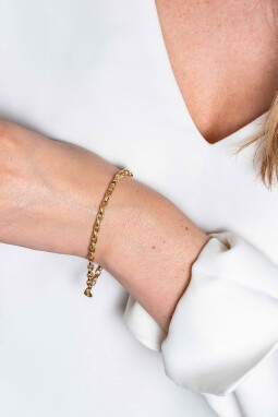 ZINZI Gold 14 krt gouden schakel armband 19cm met ovale schakels van 4mm breed ZGA353