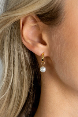 ZINZI Gold 14 krt gouden oorbedels met witte parels in natuurlijke vorm 6,5mm ZGCH405 (zonder oorringen)