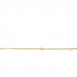 ZINZI gold plated zilveren gourmet armband met vierkante zetting bezet met witte zirconia 16-19cm ZIA2417Y
