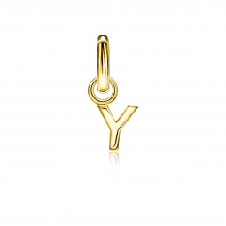ZINZI zilveren geelvergulde letter oorbedel Y per stuk geprijsd ZICH2145Y. (zonder oorringen).