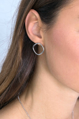 ZINZI zilveren trendy oorstekers 23mm vierkant open ZIO2094
