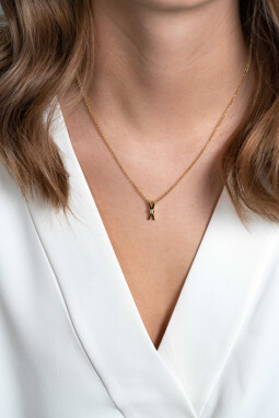 ZINZI zilveren hanger extra 14K geel verguld X-vorm witte zirconia ZIH2194Y