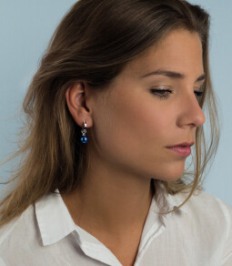 ZINZI zilveren oorbedels parel jeansblauw ZICH266B. (zonder oorringen).