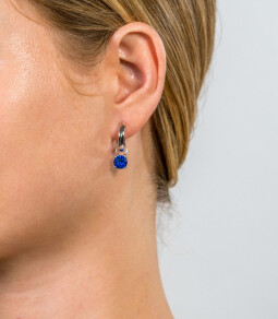 ZINZI zilveren oorbedels rond donkerblauw ZICH1300Q (zonder oorringen)