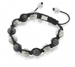 Zinzi koord armband crystals zwart wit one-size ZIA900ZW