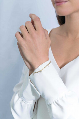 ZINZI zilveren gourmet armband 14K geelverguld met bungelende baguette zirconia's 18-20 cm ZIA2104Y