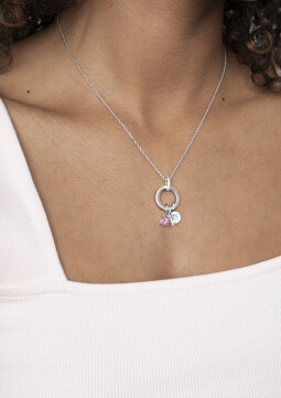 ZINZI zilveren hanger druppelvorm roze ZIH2070R