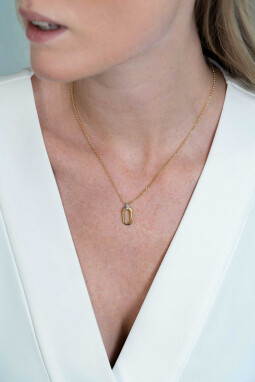 ZINZI zilveren ovale bicolor hanger extra 14K geel verguld witte zirconia's 18mm ZIH2248