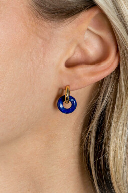 12mm ZINZI oorbedels rond met lapis lazuli edelsteen ZICH2274L (zonder oorringen)