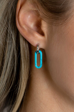 19mm ZINZI ovale oorbedels in trendy turquoise blauw ZICH2455T (zonder oorringen)