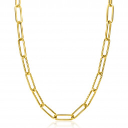 ZINZI gold plated zilveren schakelketting 45cm met schakels van 7mm lang ZIC2533G