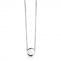 Zinzi zilveren ketting 43cm met rond plaatje 15mm om te graveren ZIC2345