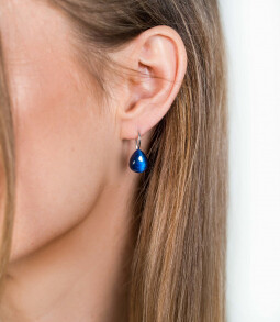 ZINZI zilveren oorhangers blauw peervorm 22mm ZIO1934B
