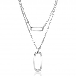 ZINZI zilveren multilook ketting 43cm met figaro en jasseron schakels en open ovale hangers ZIC2534