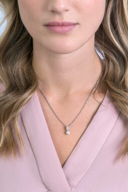 ZINZI zilveren witte parelhanger met witte baquette geslepen zirconia ZIH2135