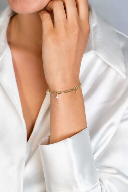 ZINZI gold plated zilveren multi-look armband met gourmet en paperclip schakels, bezet met vier ronde zirconia's ZIA2362Y